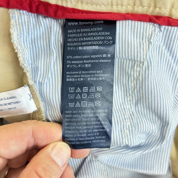 Tommy Hilfiger Hampton Tan "H" Pattern Stretch Slim Leg Chino Pants Size 16 - Picture 11 of 16